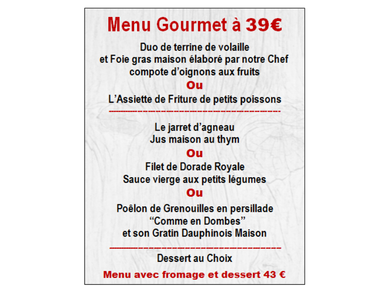 Menu Gourmet à 39 €