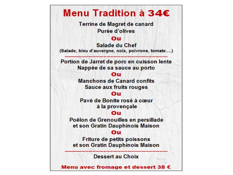 Menu Tradition à 34 €