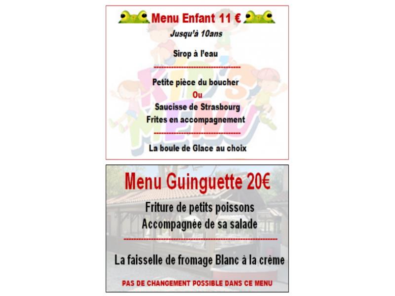 MENU GUINGUETTE ET MENU ENFANT A PARTIR DE JUILLET 2025