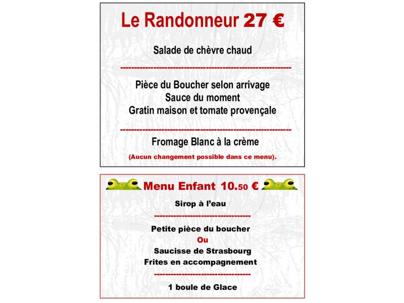Menu Randonneur et enfant