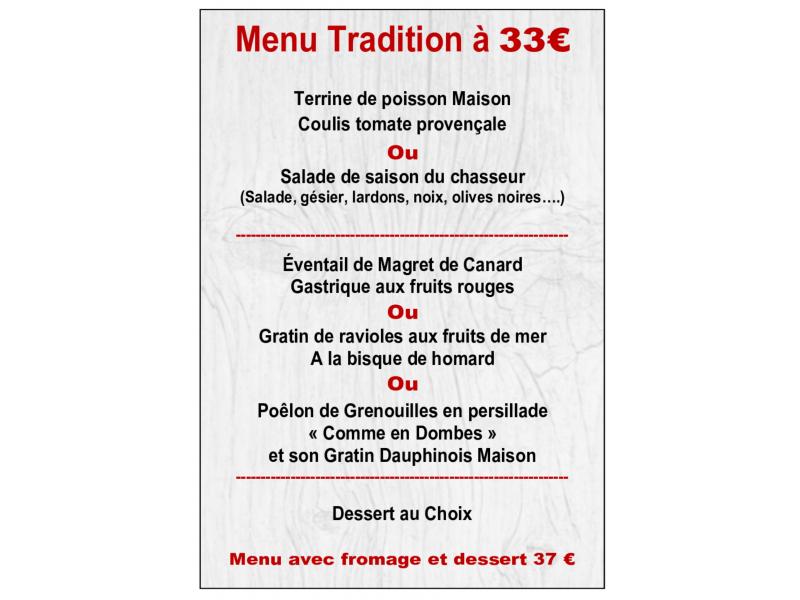 Menu Tradition à 33 €
