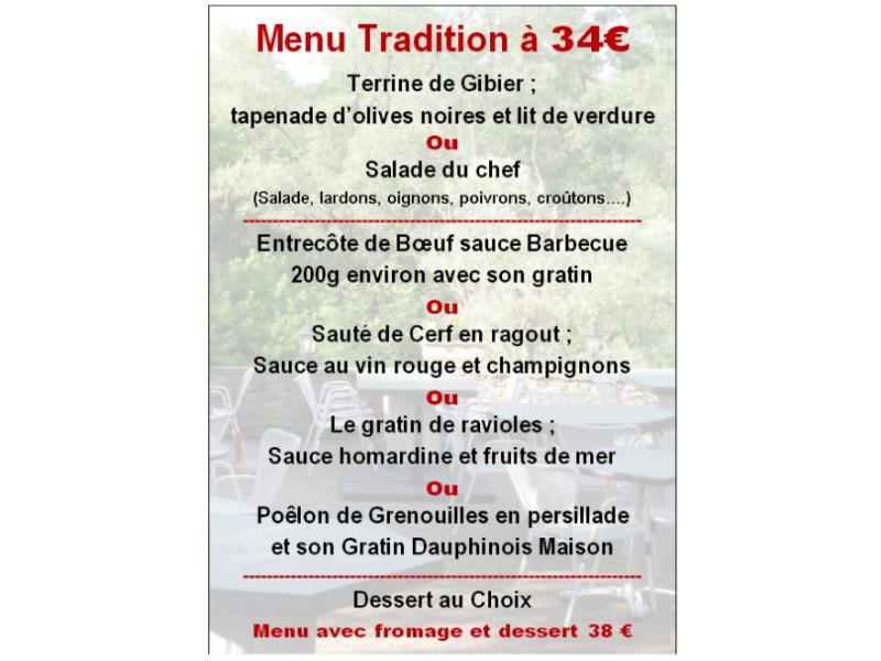 MENU TRADITION 34€ à PARTIR DU 29 OCTOBRE 2025