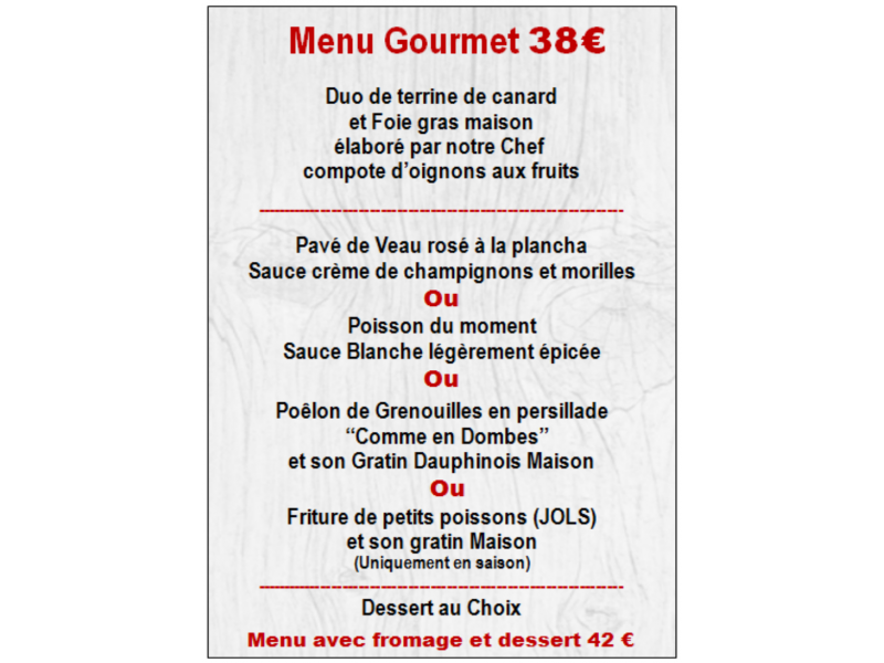 Menu Gourmet à 38 €