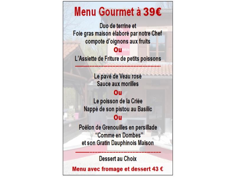 MENU GOURMET 39 € A PARTIR DE JUILLET 2025