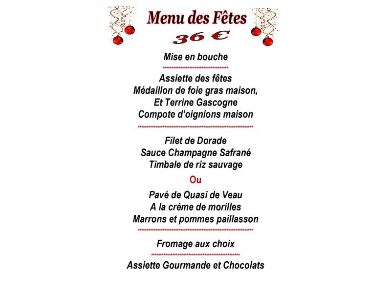 Chez Ruben & Bénédicte, liste des menus