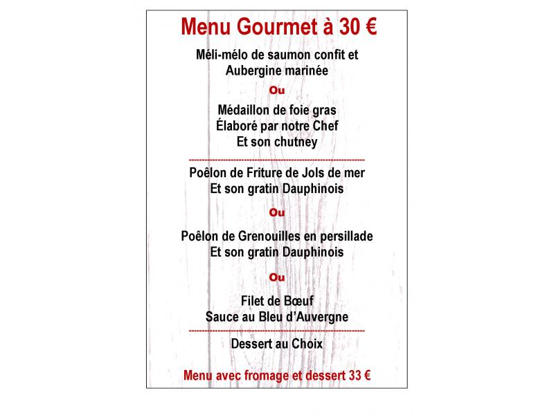Chez Ruben & Bénédicte, liste des menus