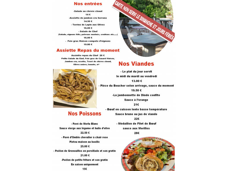 ENTRÉES PLATS VIANDES ET POISSONS