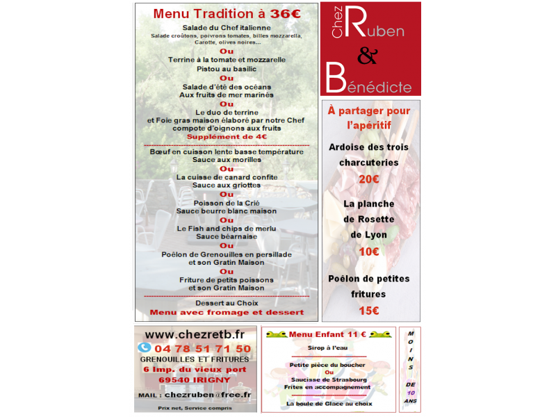 MENU TRADITION ET MENU ENFANT