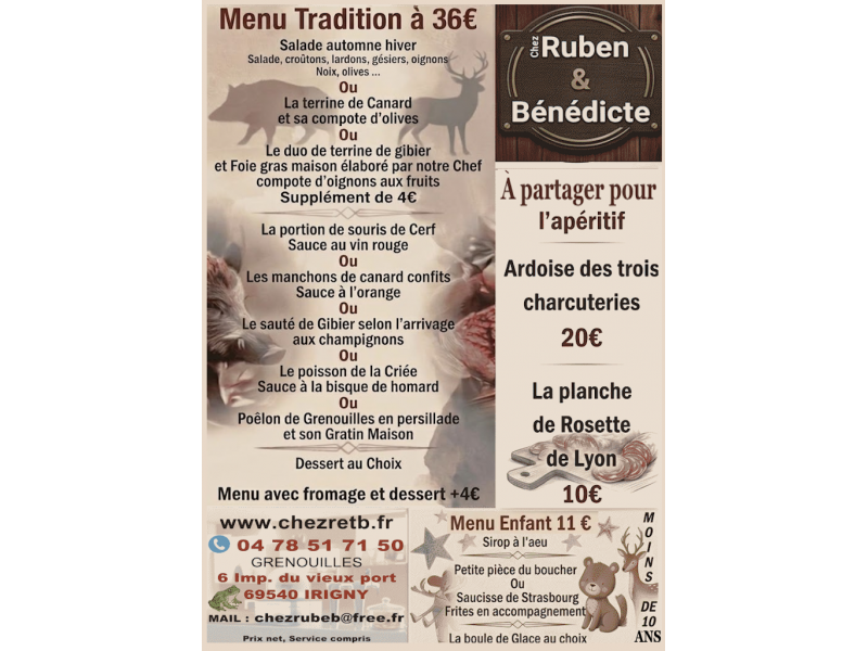 MENU TRADITION ET MENU ENFANT